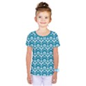 Easter Damask Pattern Deep Teal Blue and White Kids  One Piece Tee View1