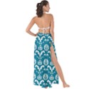 Easter Damask Pattern Deep Teal Blue and White Maxi Chiffon Tie-Up Sarong View2