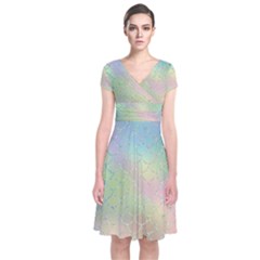 Pastel Mermaid Sparkles Short Sleeve Front Wrap Dress by retrotoomoderndesigns