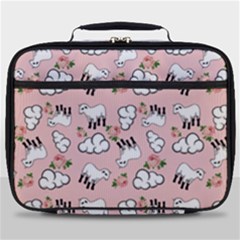 Vintage Lamb Pattern Pink Full Print Lunch Bag by snowwhitegirl