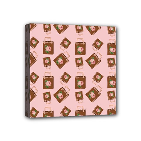 Shopping Bag Pattern Pink Mini Canvas 4  X 4  (stretched) by snowwhitegirl