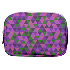 Retro Pink Purple Geometric Pattern Make Up Pouch (small) by snowwhitegirl
