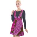 Tropical Pink Leaves Plunge Pinafore Velour Dress View1