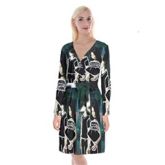 Dolls In Living Room Long Sleeve Velvet Front Wrap Dress by snowwhitegirl