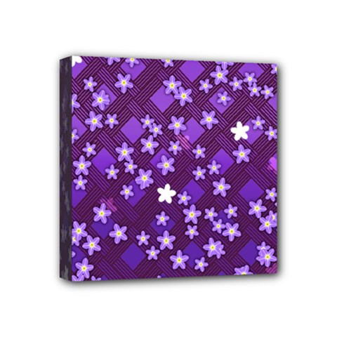 Textile Cross Pattern Square Mini Canvas 4  X 4  (stretched) by Pakrebo