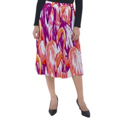 Flamingos Classic Velour Midi Skirt  by StarvingArtisan