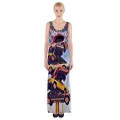Pretty Colors Cars Maxi Thigh Split Dress by StarvingArtisan