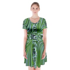 Electric Field Art Vii Short Sleeve V-neck Flare Dress by okhismakingart