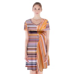 Electric Field Art Xxii Short Sleeve V-neck Flare Dress by okhismakingart