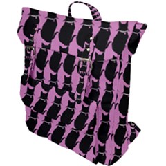 Cat Silouette Pattern Pink Buckle Up Backpack by snowwhitegirl