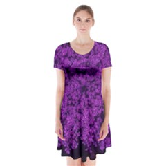 Queen Annes Lace In Purple Short Sleeve V-neck Flare Dress by okhismakingart