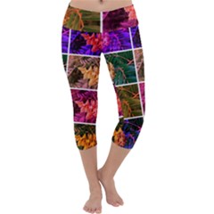 Sideways Sumac Collage Capri Yoga Leggings by okhismakingart
