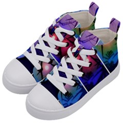 Moon And Locust Tree Collage Kids  Mid-top Canvas Sneakers by okhismakingart
