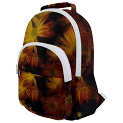 Red Striped Flowers Rounded Multi Pocket Backpack by okhismakingart