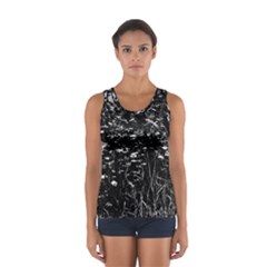 High Contrast Black And White Queen Anne s Lace Hillside Sport Tank Top  by okhismakingart
