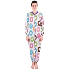 Donut Pattern With Funny Candies Onepiece Jumpsuit (ladies)  by genx