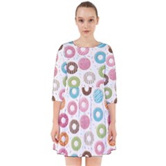 Donut Pattern With Funny Candies Smock Dress by genx