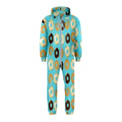 Donuts Pattern With Bites Bright Pastel Blue And Brown Hooded Jumpsuit (kids) by genx