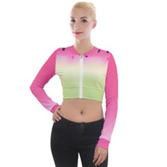 Watermelon Pastel Gradient Pink Watermelon Pastel Gradient Long Sleeve Cropped Velvet Jacket by genx