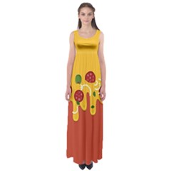 Pizza Topping Funny Modern Yellow Melting Cheese And Pepperonis Empire Waist Maxi Dress by genx