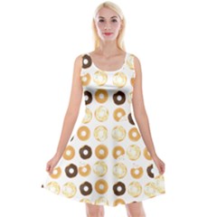 Donuts Pattern With Bites Bright Pastel Blue And Brown Cropped Sweatshirt Reversible Velvet Sleeveless Dress by genx