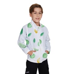 Lemon And Limes Yellow Green Watercolor Fruits With Citrus Leaves Pattern Kids  Windbreaker by genx