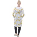 Yellow Banana and peels pattern with polygon retro style Hooded Pocket Cardigan View2