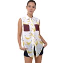 Yellow Banana and peels pattern with polygon retro style Sleeveless Chiffon Button Shirt View1