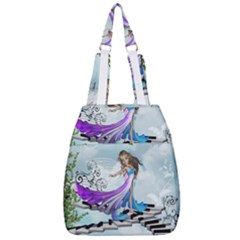 Cute Fairy Dancing On A Piano Center Zip Backpack by FantasyWorld7