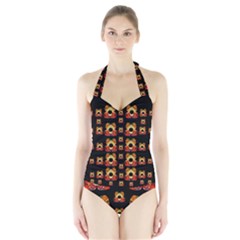 Sweets And  Candy As Decorative Halter Swimsuit by pepitasart