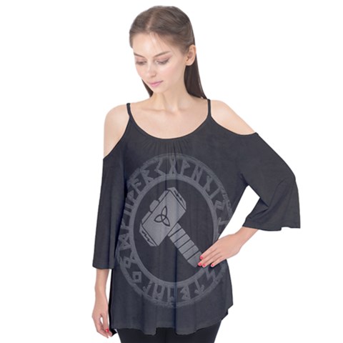 Thor Hammer With Runes Valhalla Tristella Viking Norse Mythology Mjolnir  Flutter Tees by snek