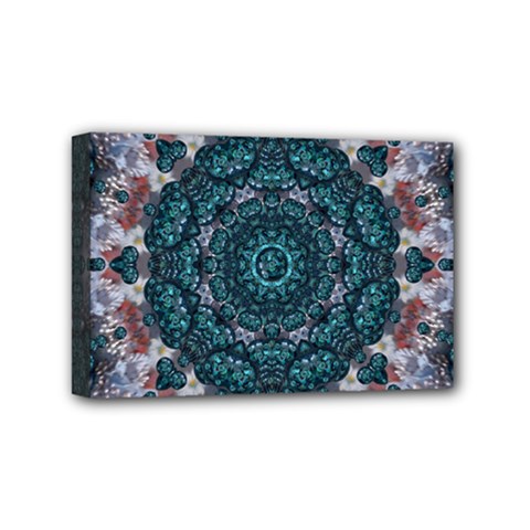 Marbels Glass And Paint Love Mandala Decorative Mini Canvas 6  X 4  (stretched) by pepitasart