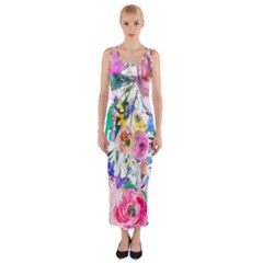 Lovely Pinky Floral Fitted Maxi Dress by wowclothings
