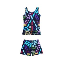 Mosaic Window Rosette Church Glass Kids  Boyleg Swimsuit by Pakrebo