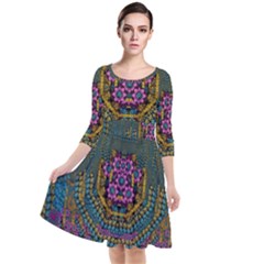 The  Only Way To Freedom And Dignity Ornate Quarter Sleeve Waist Band Dress by pepitasart