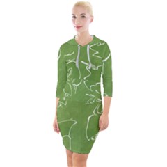 Katsushika Hokusai, Egrets From Quick Lessons In Simplified Drawing Quarter Sleeve Hood Bodycon Dress by Valentinaart