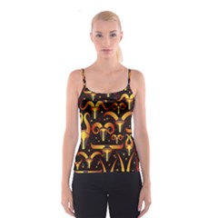 Stylised Horns Black Pattern Spaghetti Strap Top by HermanTelo