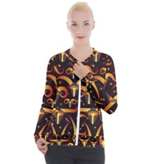 Stylised Horns Black Pattern Casual Zip Up Jacket by HermanTelo