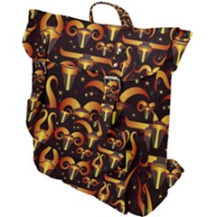 Stylised Horns Black Pattern Buckle Up Backpack by HermanTelo