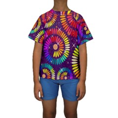 Abstract Background Spiral Colorful Kids  Short Sleeve Swimwear by HermanTelo