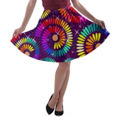Abstract Background Spiral Colorful A-line Skater Skirt by HermanTelo