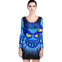 Monster Blue Attack Long Sleeve Velvet Bodycon Dress by HermanTelo
