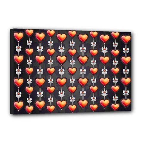 Love Heart Background Valentine Canvas 18  X 12  (stretched) by HermanTelo