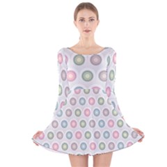 Seamless Pattern Pastels Background Pink Long Sleeve Velvet Skater Dress by HermanTelo
