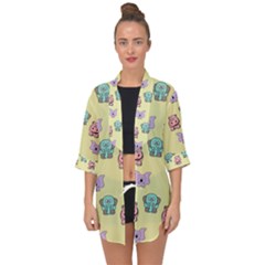 Animals Pastel Children Colorful Open Front Chiffon Kimono by HermanTelo