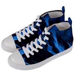 Smoke Flame Abstract Blue Women s Mid-top Canvas Sneakers by HermanTelo