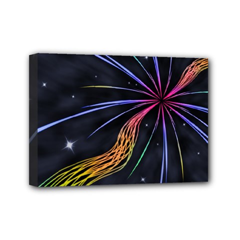 Stars Space Firework Burst Light Mini Canvas 7  X 5  (stretched) by HermanTelo