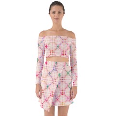 Watercolour Watercolor Paint Ink Off Shoulder Top With Skirt Set by HermanTelo