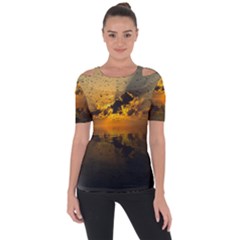 Sunset Reflection Birds Clouds Sky Shoulder Cut Out Short Sleeve Top by HermanTelo