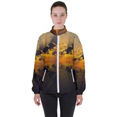 Sunset Reflection Birds Clouds Sky Women s High Neck Windbreaker by HermanTelo